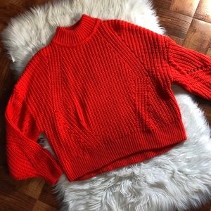 H&M red mock neck sweater SZ small
